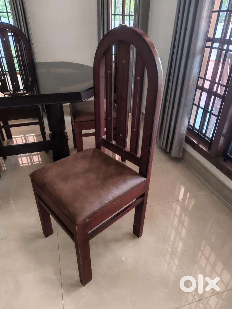6 Nos. Dining Chair, wood with rexine cover cushion seat