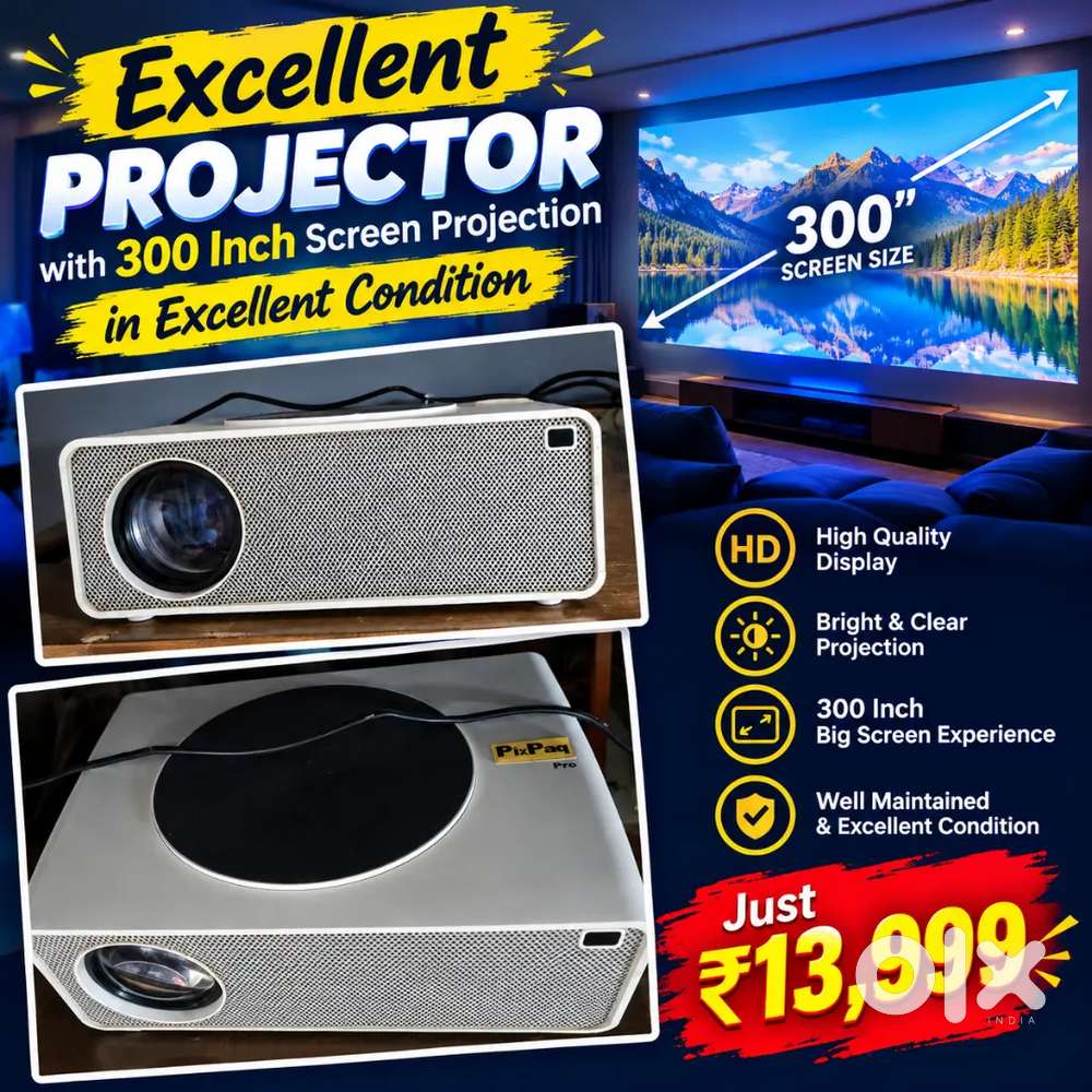 Pixpaq Pro Projector 300 inch at 13999 and sony 4.1 surround at 4999