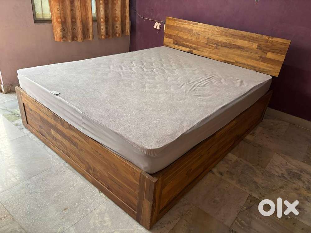 Wakefit Teak Solid Wood Queen Box Bed with Therapedic Ortho Mattress