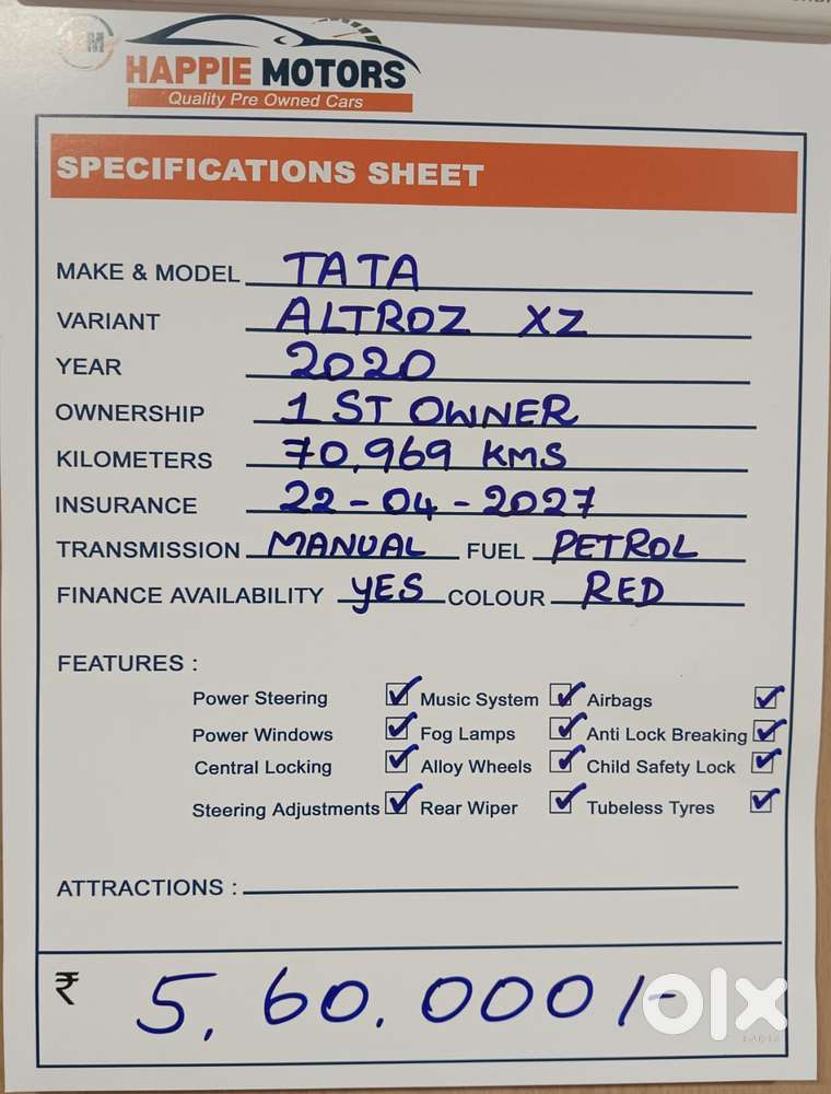 Tata Altroz Xz, 2020, Petrol