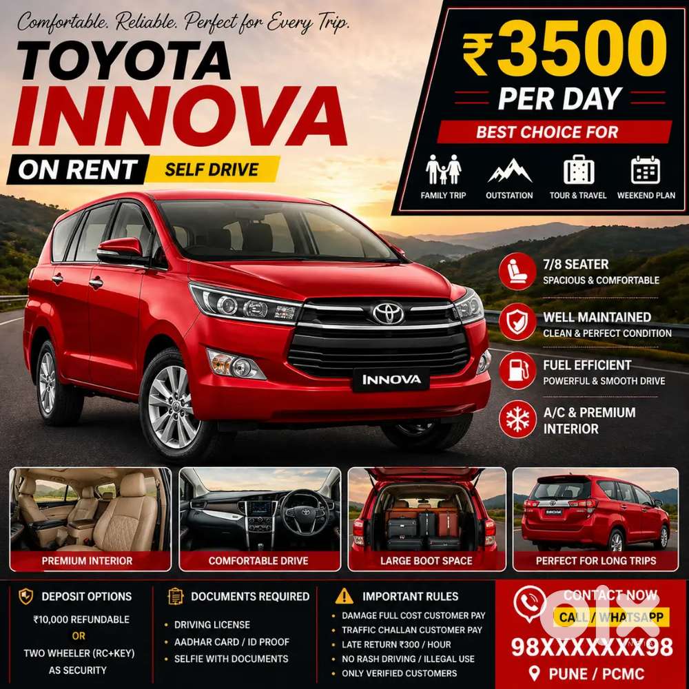 Toyota Innova On Rent / Diesel Well Maintained Good Condition