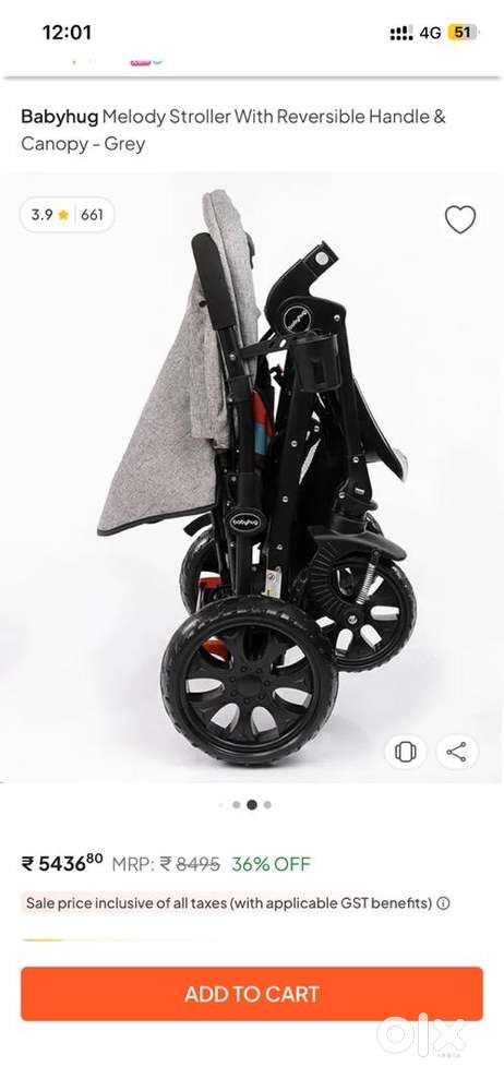【中古】 YOU MY BABY Babyhug melody stroller with reversible handle and canopy - Kids