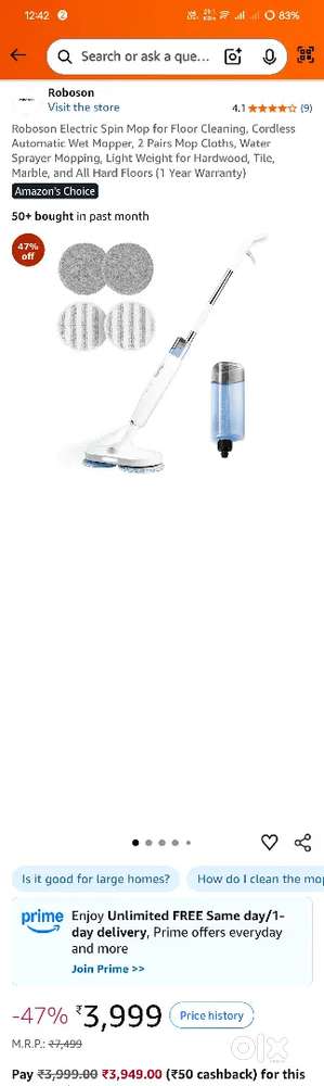 Roboson electric spinning mop