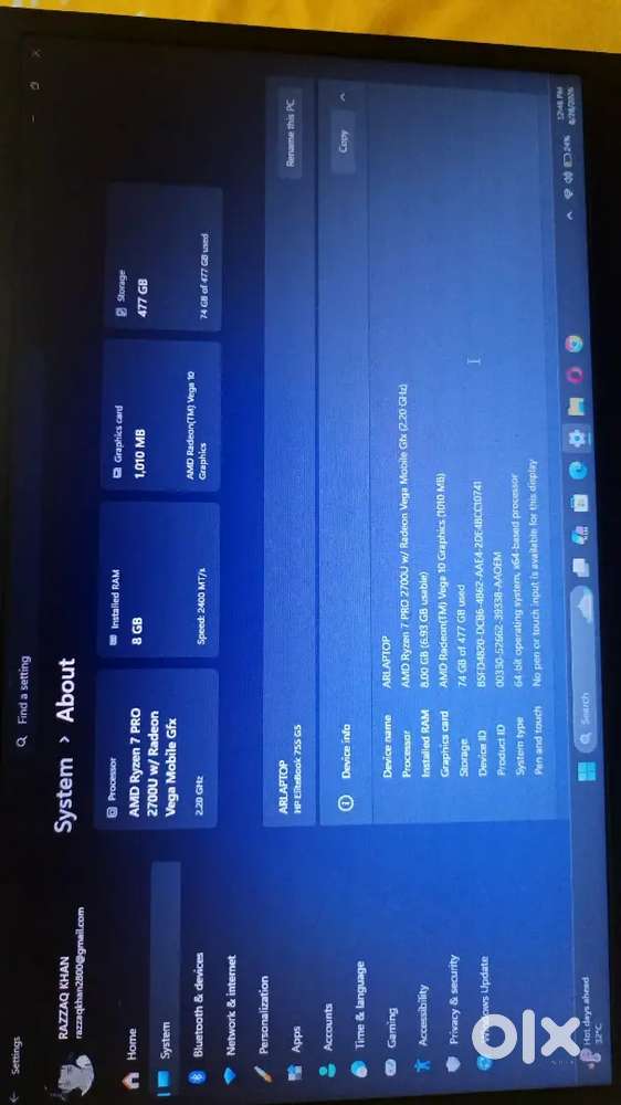 HP Elitbook 755 G5 ryzen 7 pro