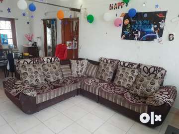 L shape sofa set 2 2 1 1 seater and 8 cushions and sofa cover cloths Sofa Dining 1740038047