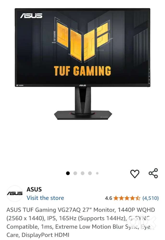 165 Hz Vg27aq Asus Tuf ASUS TUF Gaming VG27AQ 27” Monitor, 1440P