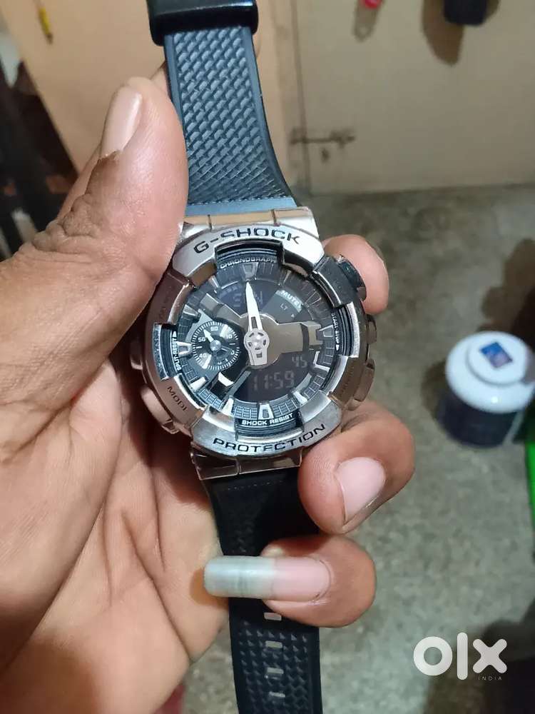 G shock g steel gm-110-1 adr silver Ana-digi dial Balck resin strap
