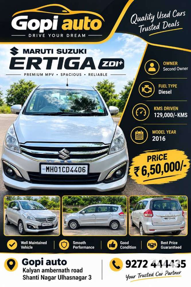 Maruti Suzuki Ertiga Zdi+ Shvs, 2016, Diesel
