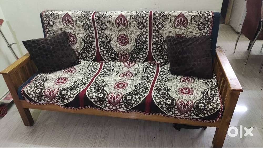 3 seater wooden sofa