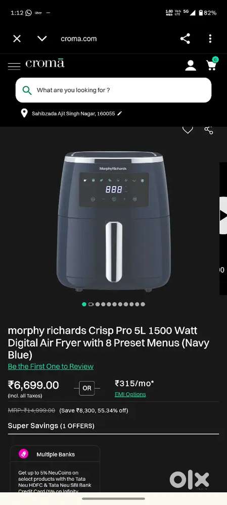 Air friyer (brand* Morphy Richards)