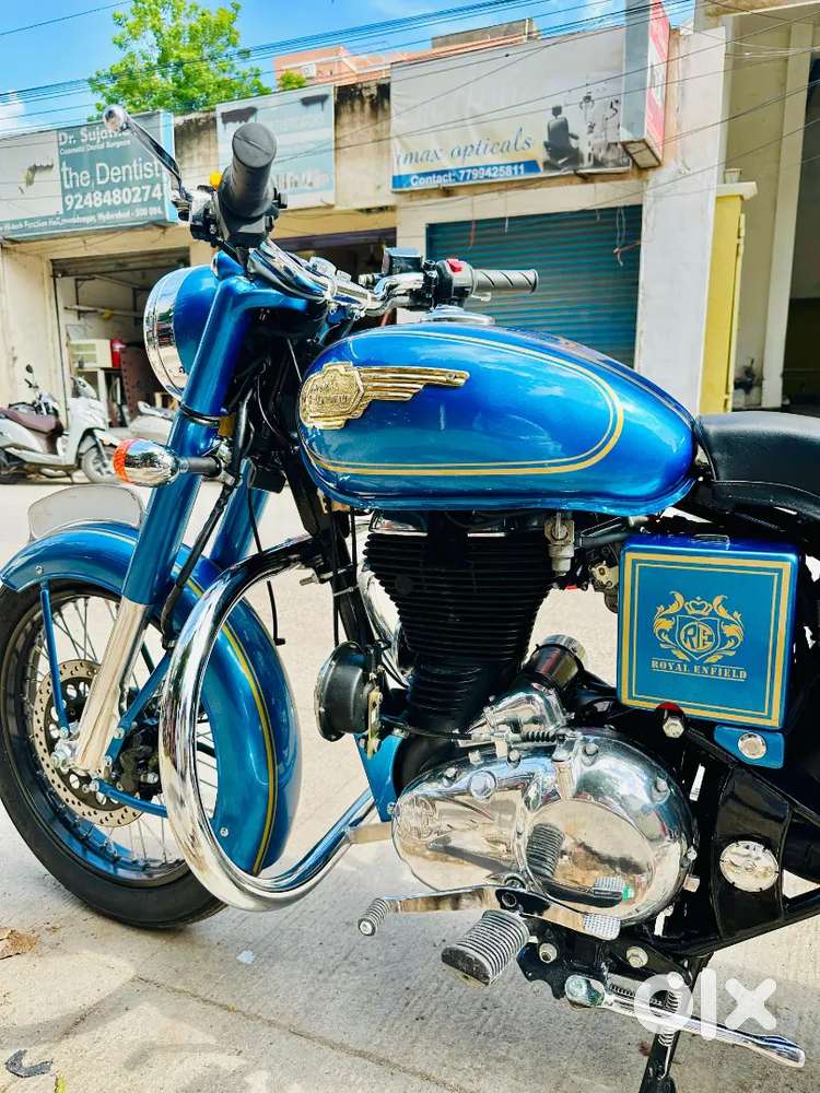 Bullet 350 Classic Royal Enfield Blue Colour Hd Photos Dark Blue