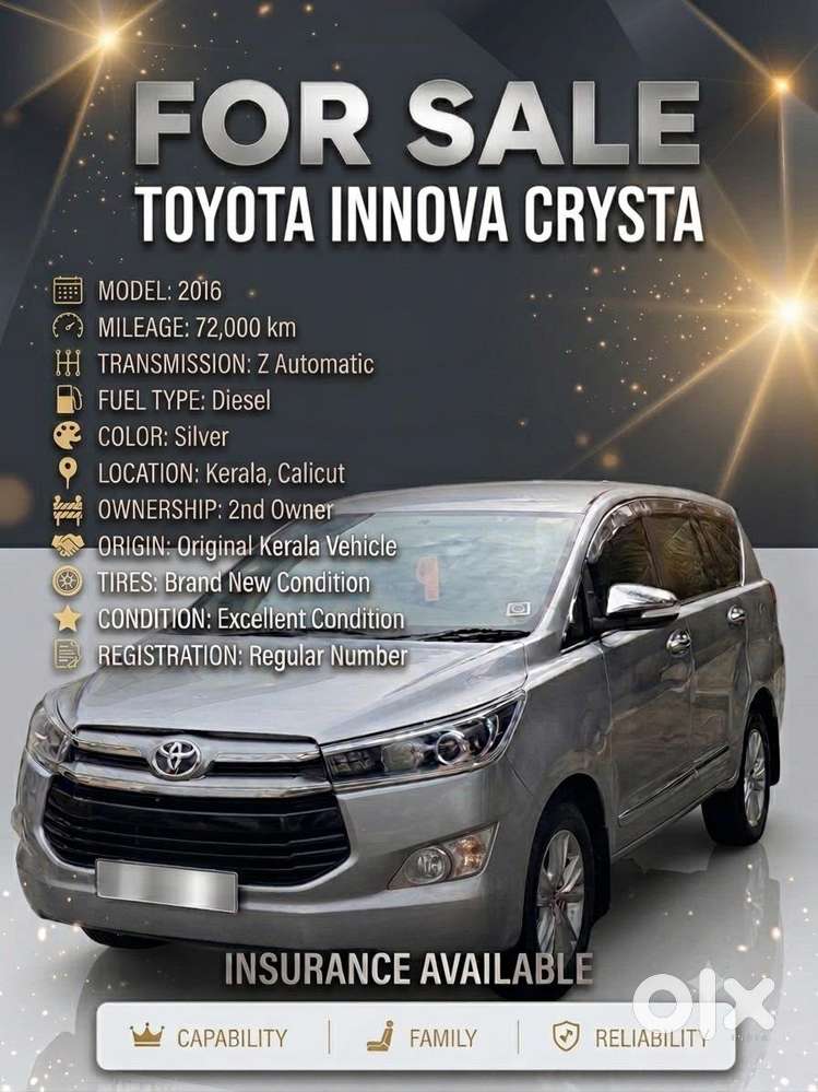 Toyota Innova Crysta 2.8z Automatic, 2016, Diesel