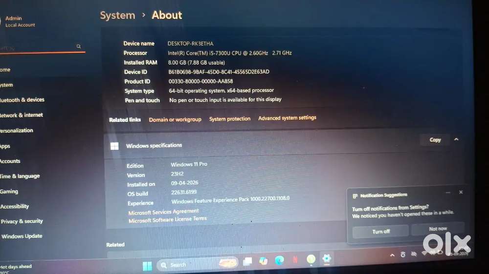 Lenovo ThinkPad T470 i5 7th Gen 8GB RAM 256GB NVMe SSD