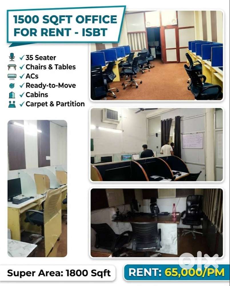 1500 Sq Ft Ready-to-Move Furnished Office for Rent at ISBT