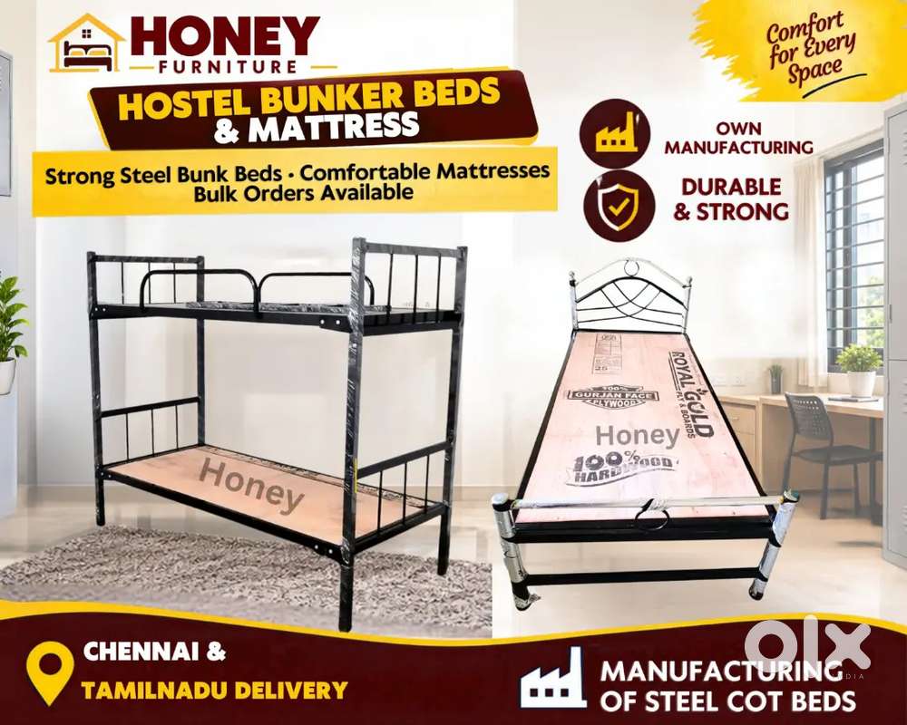 Steel Wardrobes, Steel Cot beds Mattress, Steel bunker beds sales new