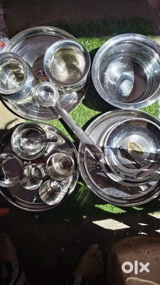 Steel Utensil Set (New & Unused) – Thali, Patila, Glass, Lota Combo ...
