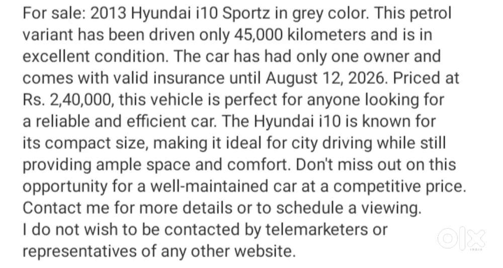 Hyundai I10 2013 For Immediate Sale