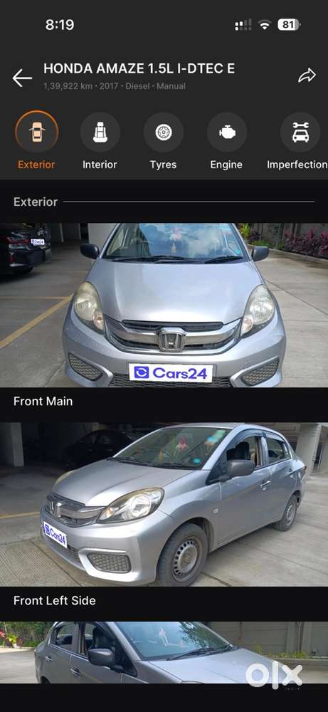 Honda Amaze Diesel 2017 - Silver Colour