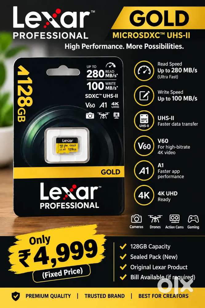 Lexar GOLD Professional 128GB UHS-II V60 A1 4K Memory Card