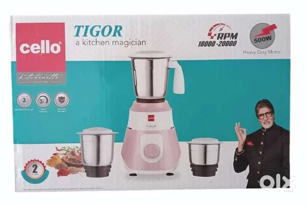 Cello Tigor 500W Mixer Grinder with 3 Stainless Steel Jars (Excellent
