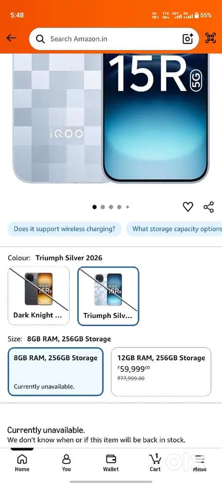 iQOO 15r 8gn 256gb storage 5 months old no box