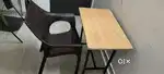 Table and chair.