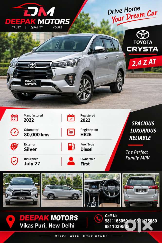 Toyota Innova Crysta [2020-ongoing] 2.4 Zx 7 Str, 2022, Diesel