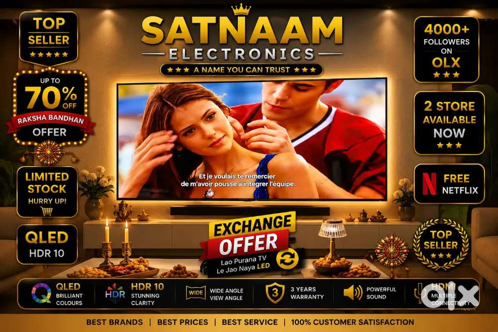 70% OFF NEW BIG SIZE SMART LED TV WITH EXCHANGE OFFER 3 YEARS WARRANTY