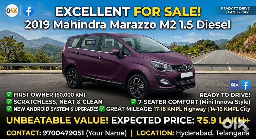 Mahindra Marazzo (5 Lakh) M2 (2019) – Upgraded Tech  17+ Kmpl Mileage