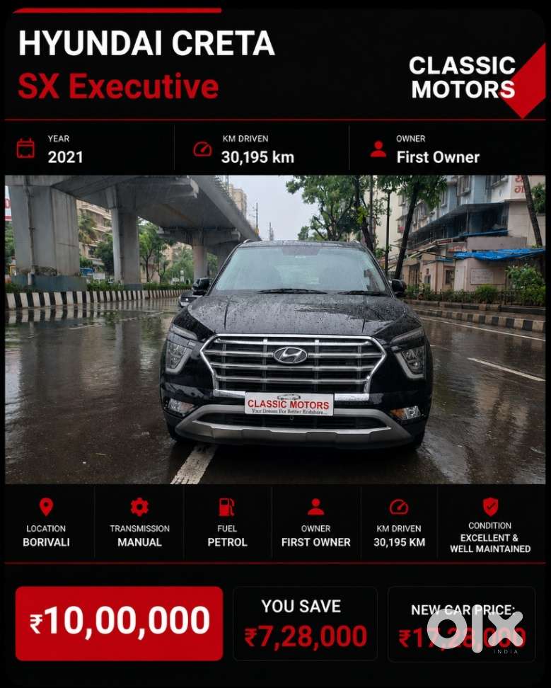 Hyundai Creta 1.5 Sx Executive Petrol, 2021, Petrol