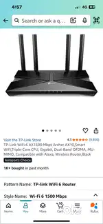 TP LINK WiFi 6 AX 1500Mbps Archer AX 10 Smart WiFi in 2500