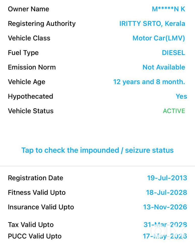 Maruti Suzuki Ritz Ldi, 2013, Diesel