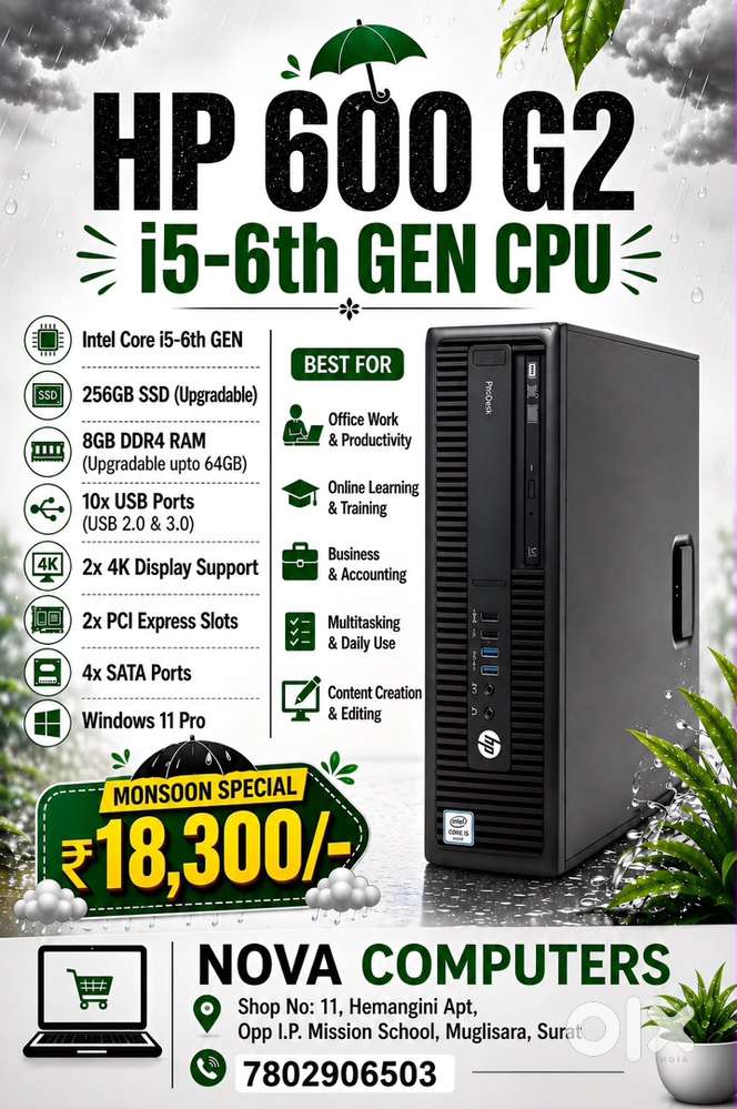HP i5 6TH GEN CPU PC COMPUTER 256 GB SSD 8 GB RAM i7 6TH GEN SUPPORT
