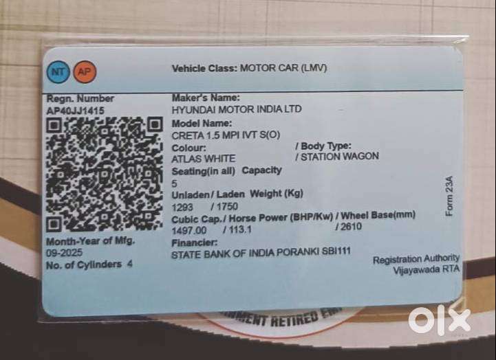 2025 Model White Color Creta Petrol Automatic Car With Ap Registration