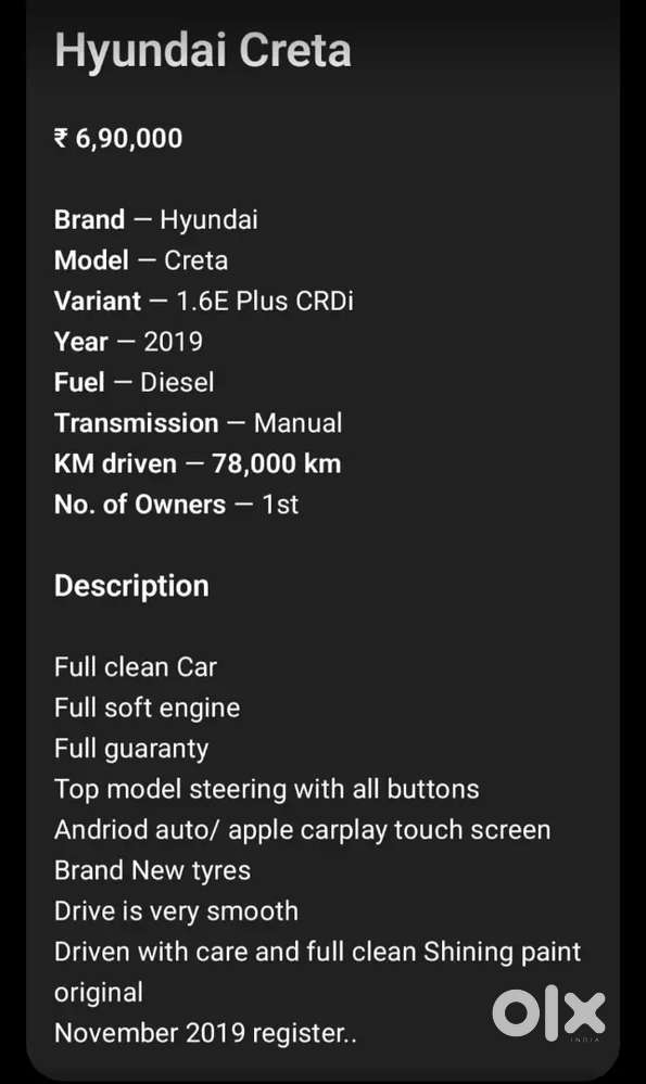 Hyundai Creta 1.6 E Plus 2019