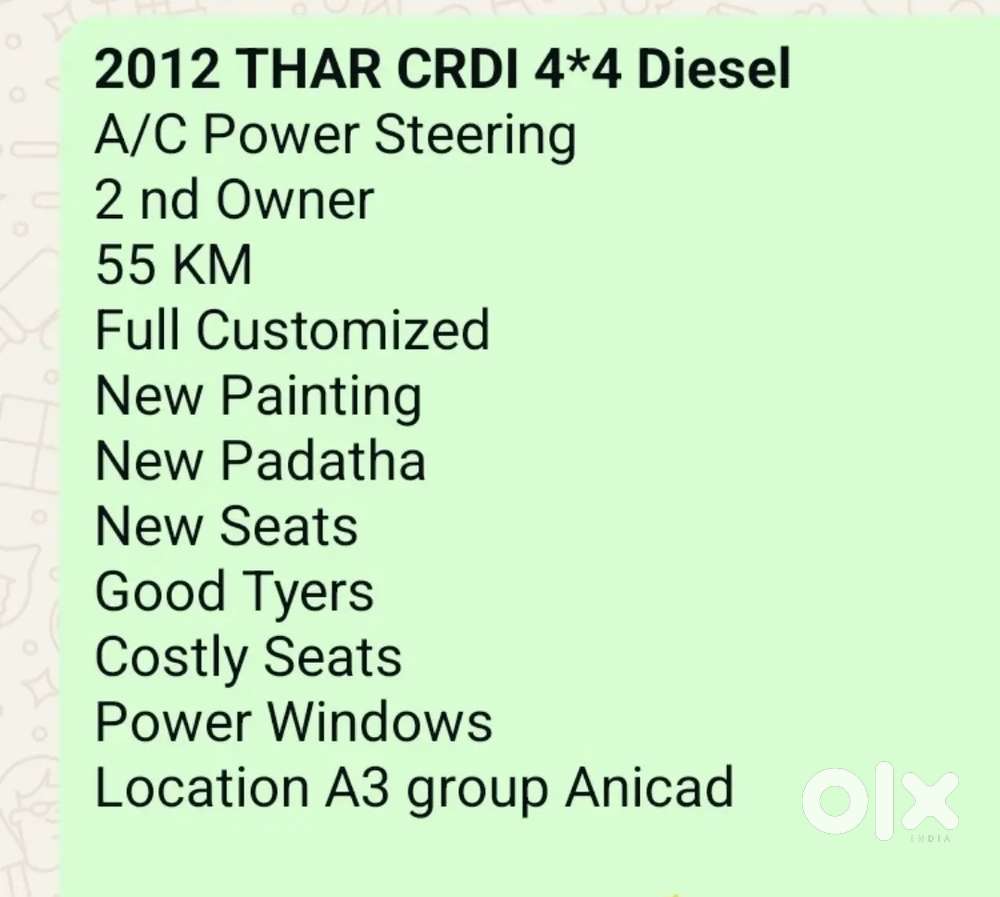 Full Customized Thar Crdi 4*4 A/c Power Steering Low Km