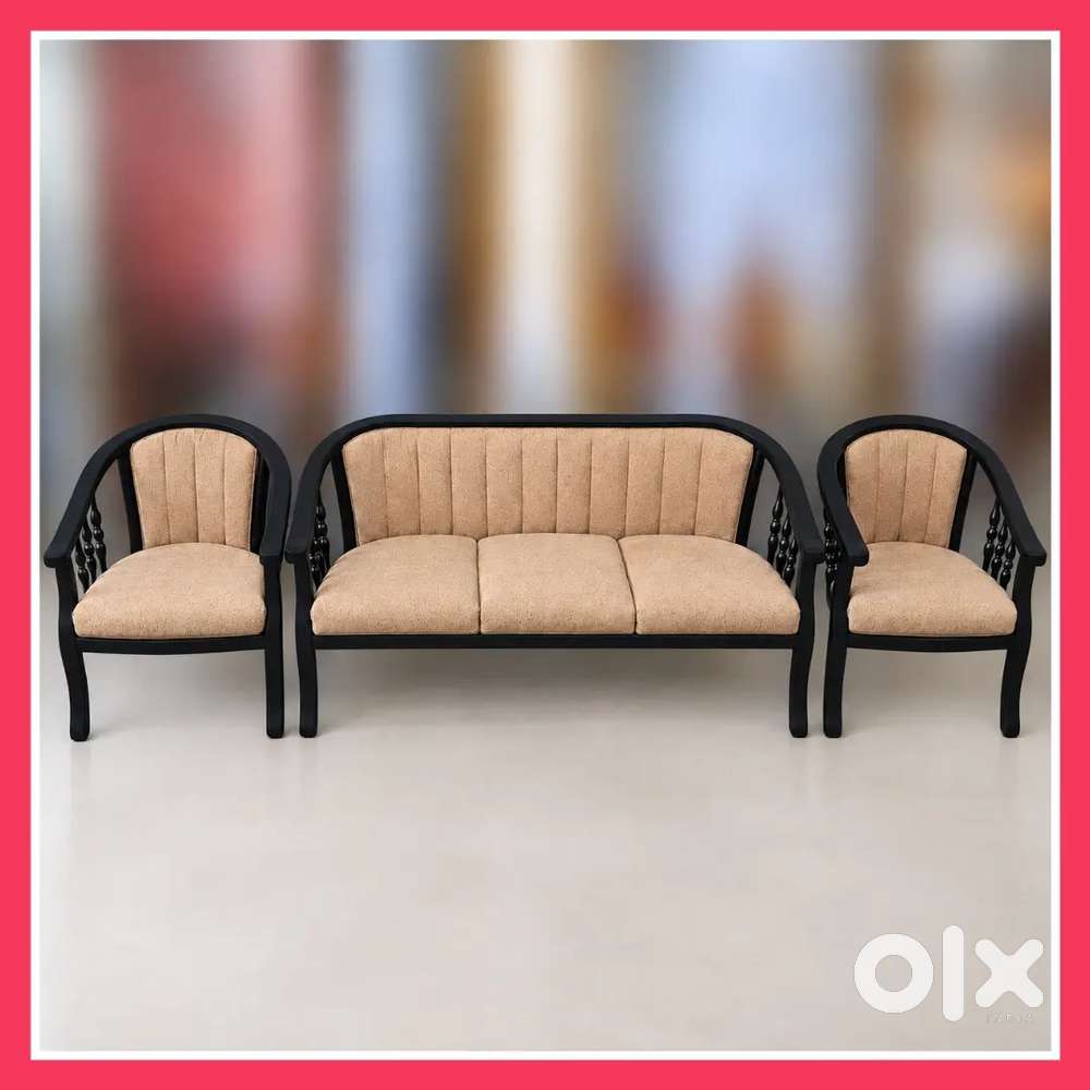 3 Seater Sofa+2 Handed Chairs{టేకుపై Black paint - చెక్ చేసుకోవచ్చు