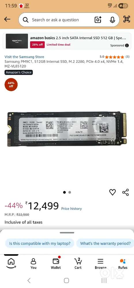 Samsung original OEM nvme  512gb