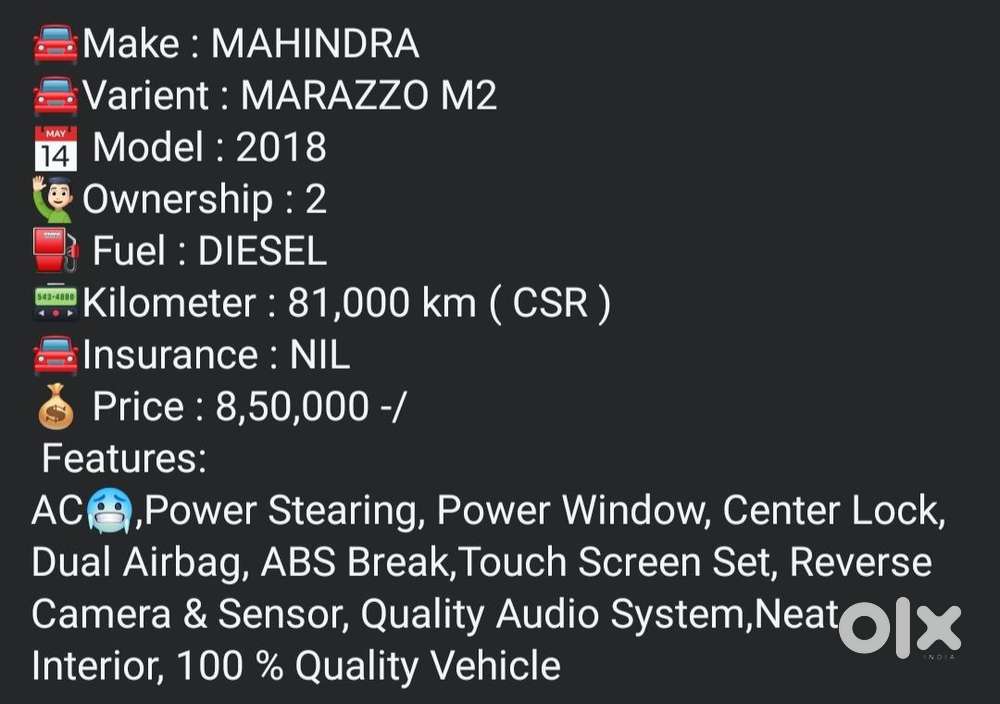 Mahindra Marazzo M2, 2018, Diesel
