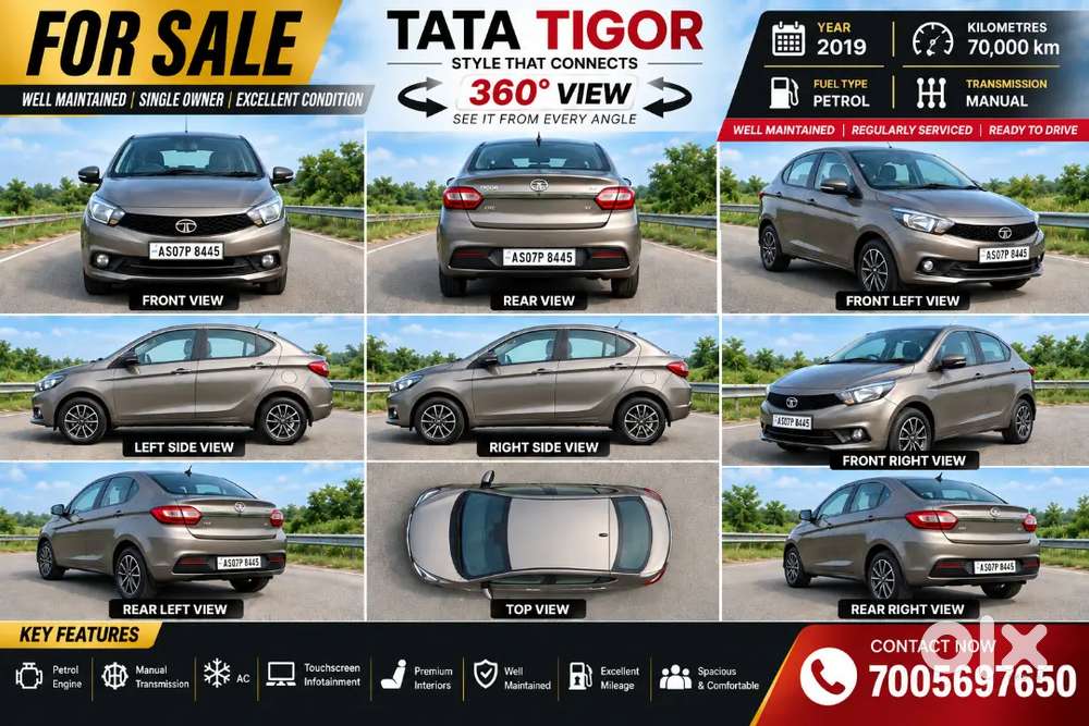 Tata Tigor 2019 Xz Plus Top Model Petrol Manual 70000 Km