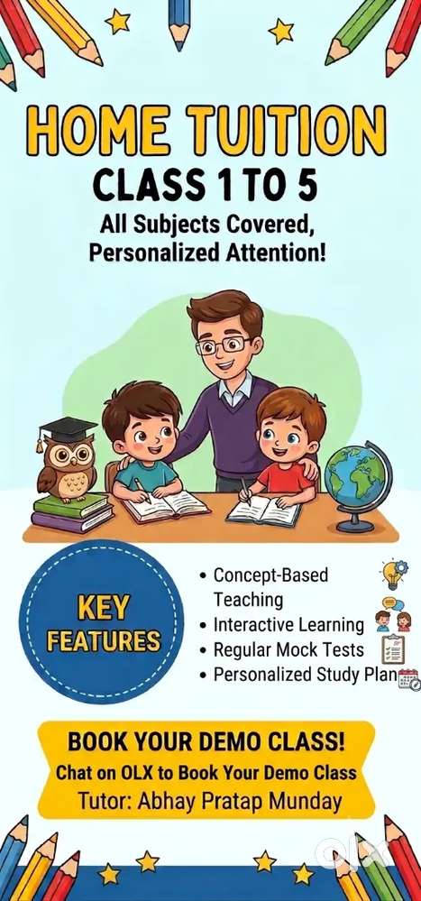 Home Tutor for Class 1 to 5.