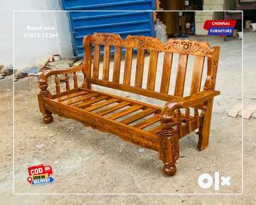 3 seater deals wooden sofa olx