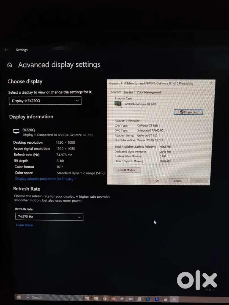 Intel Core i5-9400F Desktop PC  4GB RAM  120GB SSD + 1TB HDD  GT610