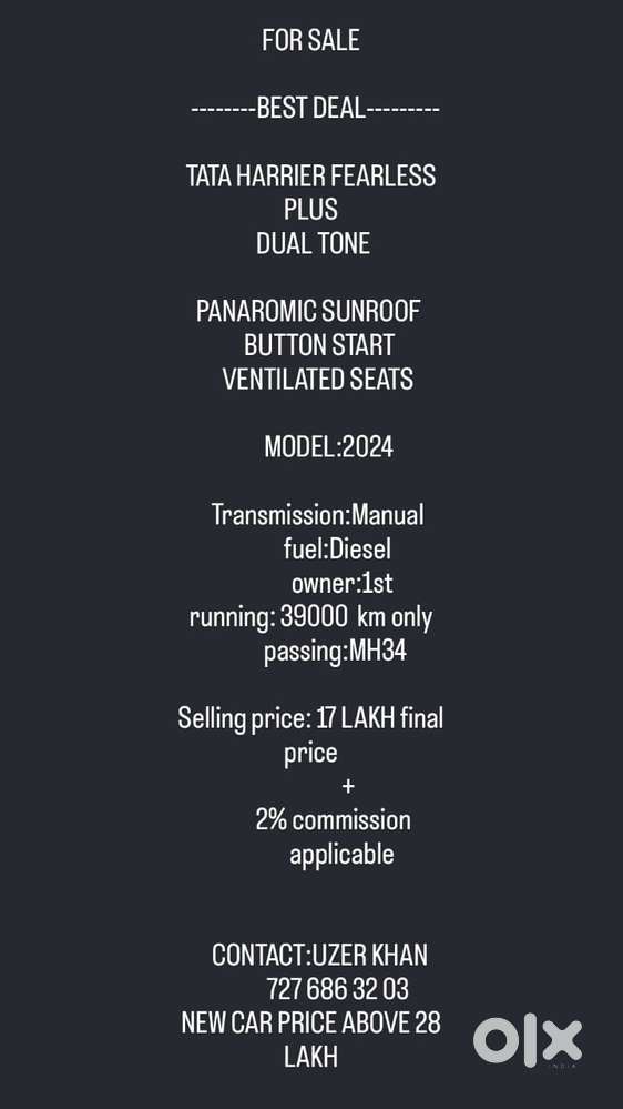 Tata Harrier Fearless X Plus, 2024, Diesel