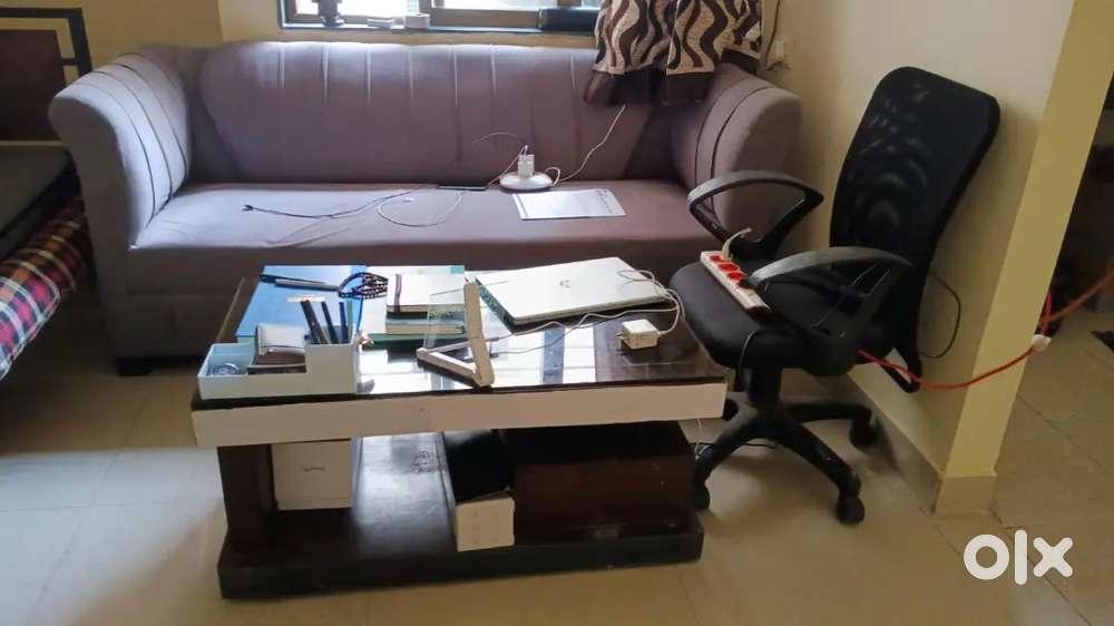3 seater sofa one office chair one table