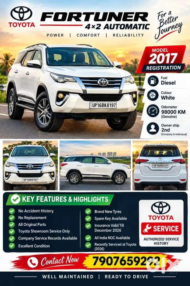 Toyota Fortuner 4x2 Automatic | 2nd Owner | Genuine 98,000 Km |