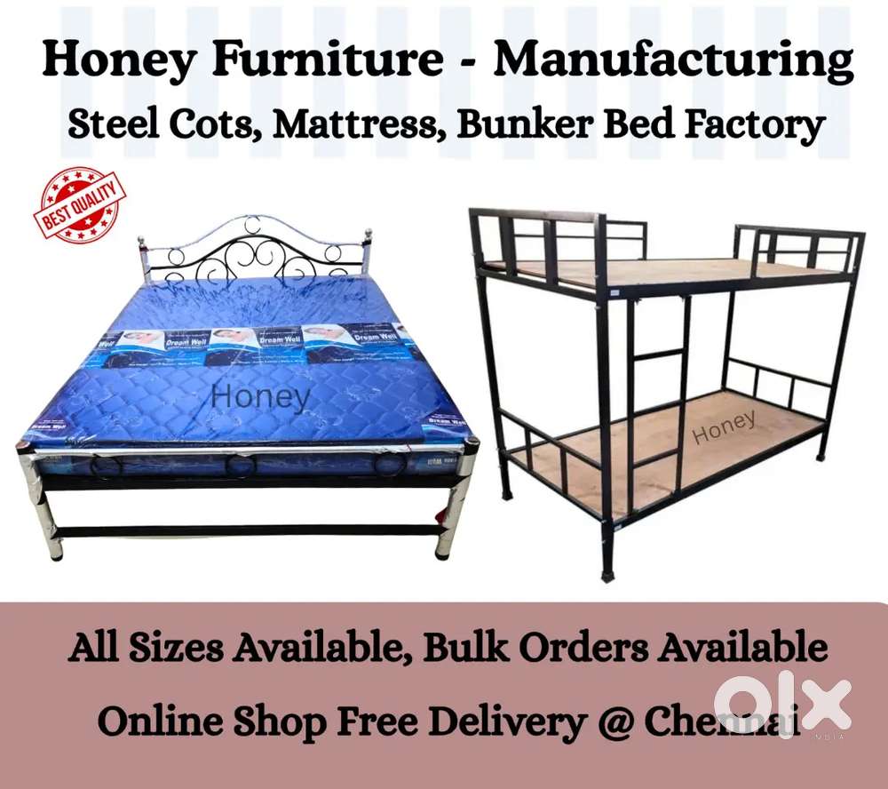 Focus on Quality Steel Cot Bed Mattress, Hostel Bunker, all size avail