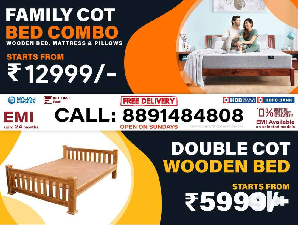 Double cot bed outlet size