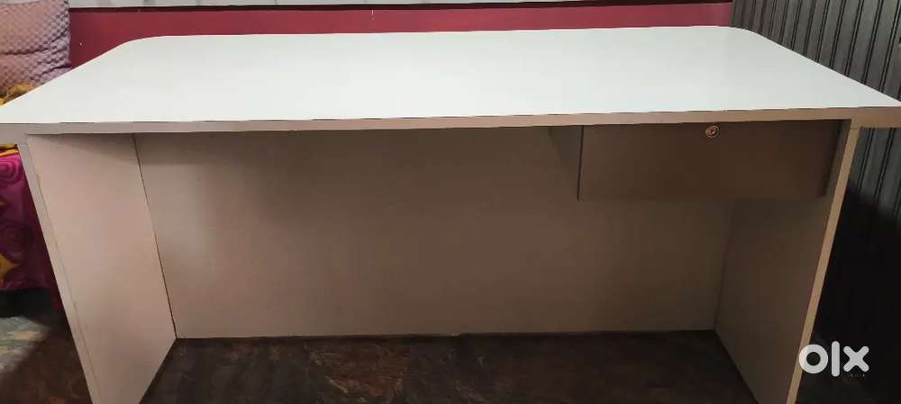 Brand New White Brown Office Table with Drawer