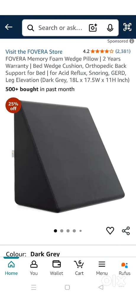 fovera wedge cushion wedge pillows for bed, orthopedic memory foam